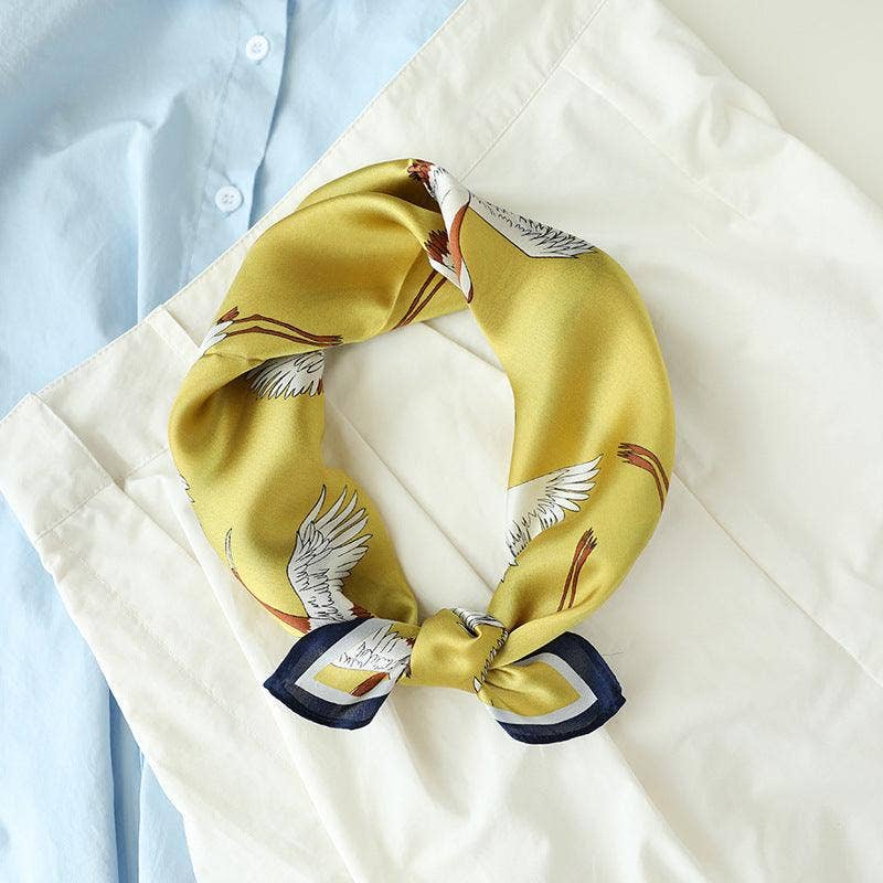 Japanese Vintage Mulberry Silk Scarf - Gold