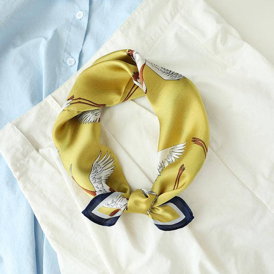 Japanese Vintage Mulberry Silk Scarf - Gold