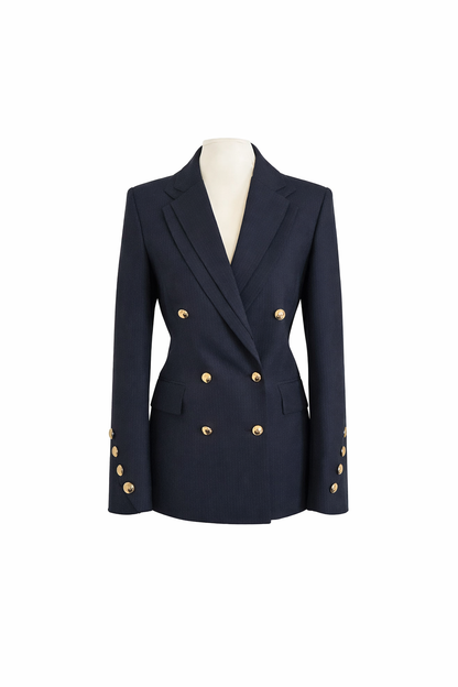 D'Lara Double Breasted Navy Wool Blazer