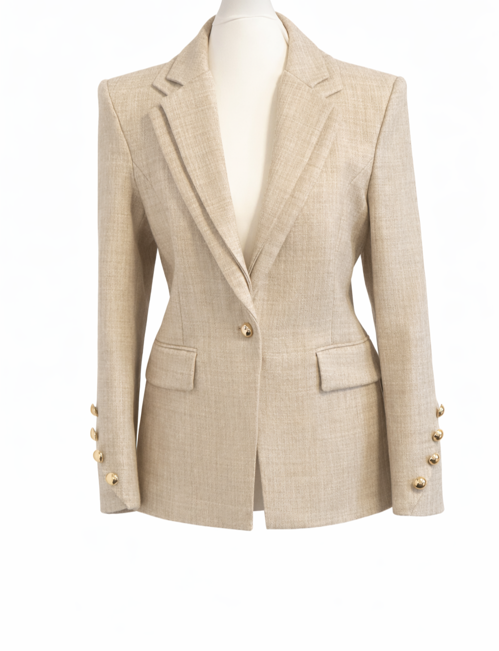 Ivory gold button single breasted blazer