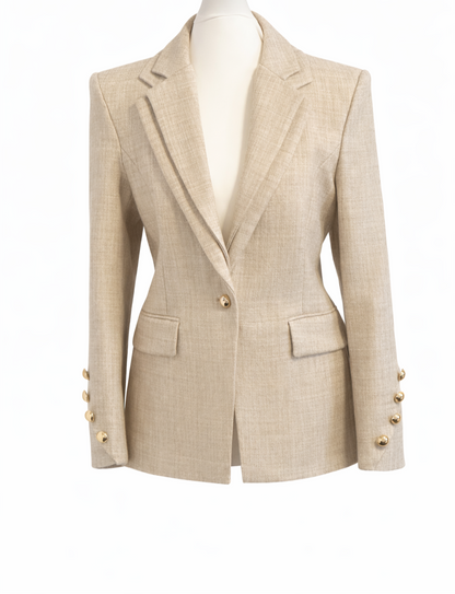 Ivory gold button single breasted blazer