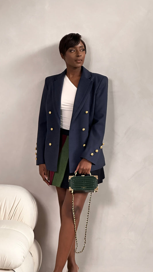 D'Lara Double Breasted Navy Wool Blazer